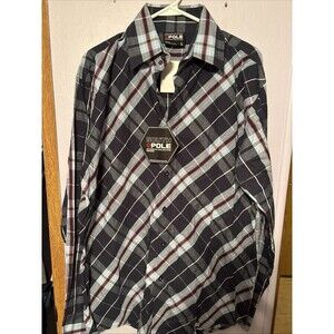 Southpole Shirt Mens Large Blue Plaid Long Sleeve Y2K Hip Hop Button Up NWT